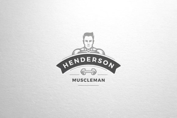 Download Muscular Male Bodybuilder Retro Logo - Retro logo Collection