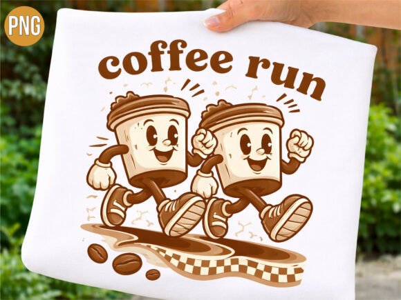 Download Retro Cartoon Coffee Run Mascot PNG - Coffee Collection