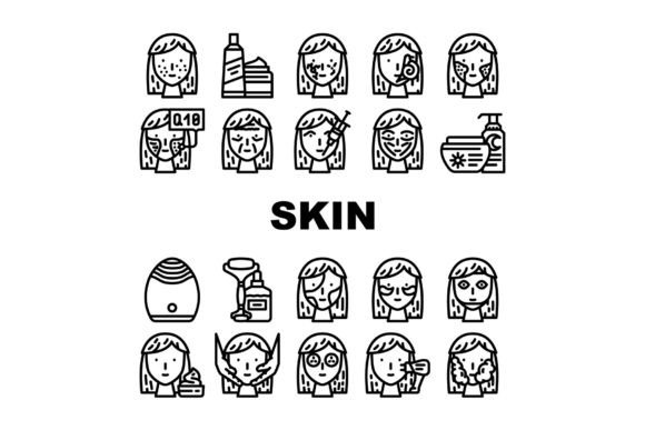 Download Facial Skin Care and Treatment Icons Set - Skin care Collection
