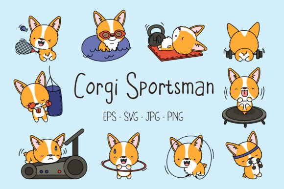 Download Cartoon Corgi Dog Sportsman, Cute Dog - Sportsman Collection