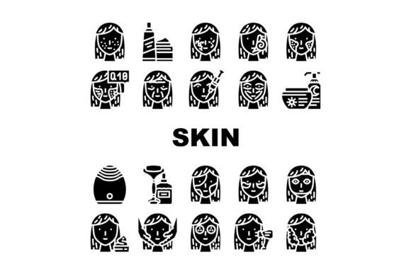Download Facial Skin Care and Treatment Icons Set - Skin care Collection