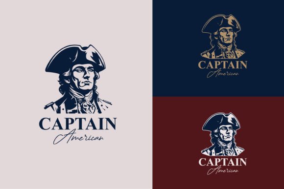Download American Captain Silhouette Retro Logo - Retro logo Collection